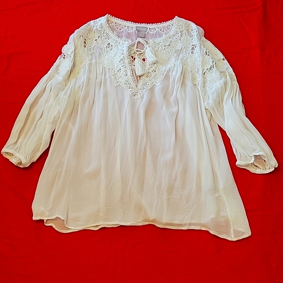 - NWOT sheer and crochet women's blouse - Picture 1 of 15